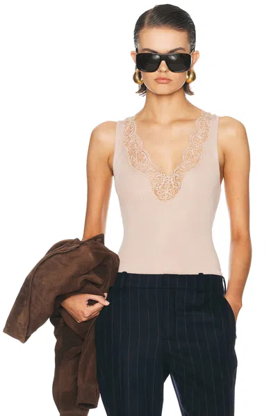 Saint Laurent Lace Tank Top In Nude