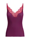 Saint Laurent Lace Tank Top In Ribbed Silk Jersey