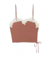 Saint Laurent Dark Pink Satin Lingerie Top In Brown