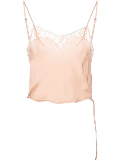 Saint Laurent Lace-trim Camisole Top In Neutrals