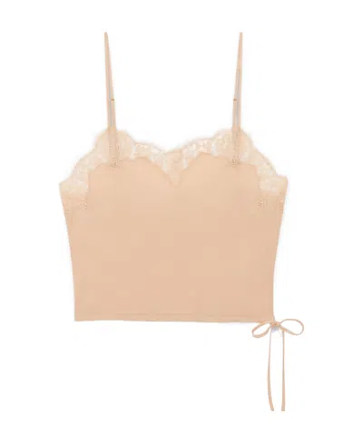 Saint Laurent Lace-trim Camisole Top In Nude