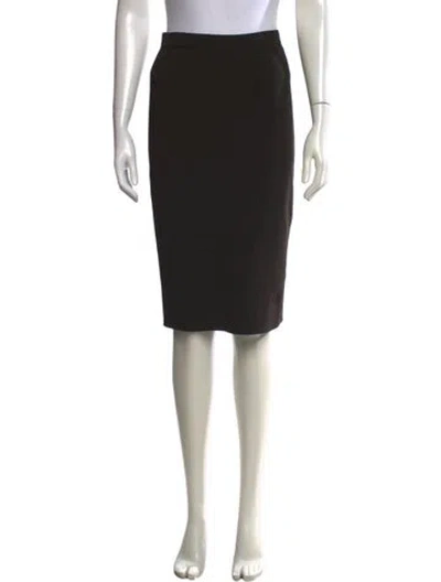 Pre-owned Saint Laurent Lace Trim Embellishment Midi Length Skirt In Black