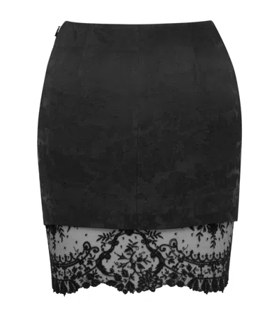 Saint Laurent Lace-trim Mini Skirt In Black