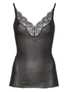 Saint Laurent Lace-trim Ribbed Top In Black