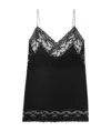 Saint Laurent Lace-trim Silk Slip Dress In Black