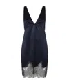 Saint Laurent Lace-trim V-neck Minidress In Black