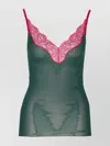 Saint Laurent Lace Trim V-neck Top