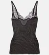 Saint Laurent Lace-trimmed Ribbed-knit Silk Camisole