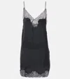 Saint Laurent Lace-trimmed Satin Slip Dress In Black