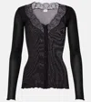 Saint Laurent Lace-trimmed Semi-sheer Silk Top In Black