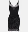 Saint Laurent Lace-trimmed Silk Jersey Slip Dress In Black