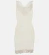 Saint Laurent Lace-trimmed Silk Minidress In Naturel