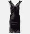 Saint Laurent Lace-trimmed Silk Satin Slip Dress In Black