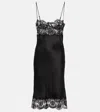 Saint Laurent Women Lace And Silk Slip Dress In Black