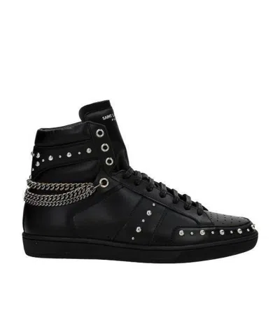 Saint Laurent Lace-up Casual Sneakers In Black