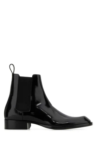 Saint Laurent Vadim Polished-leather Chelsea Boots In Black