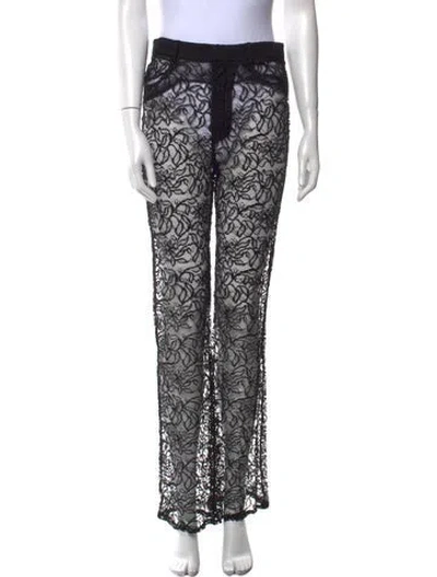 Pre-owned Saint Laurent Lace Wide Leg Pants In Black