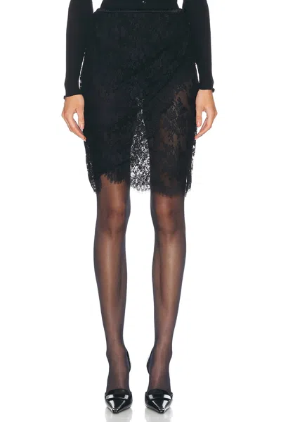 Saint Laurent Lace Wrap Skirt In Noir