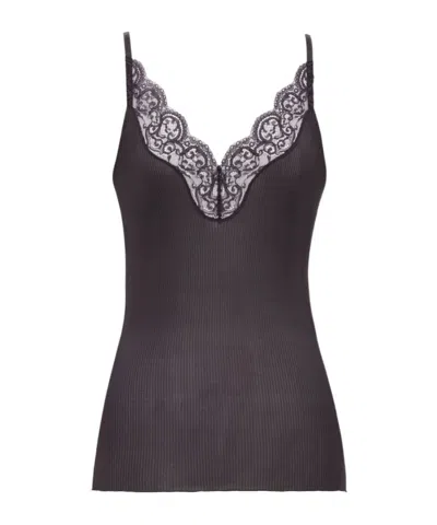 Saint Laurent Laced Tank Top In Ribbed Silk Jersey