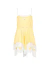 Saint Laurent Lace Mini Dress Asymmetrical Hem Bow Straps In Animal Print