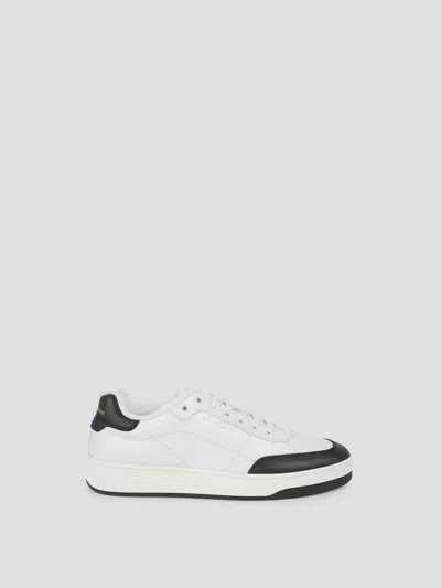 Saint Laurent White And Black Leather Sneakers In Multi