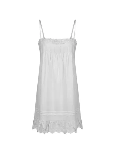 Saint Laurent Lace-trim A-line Mini Dress In White