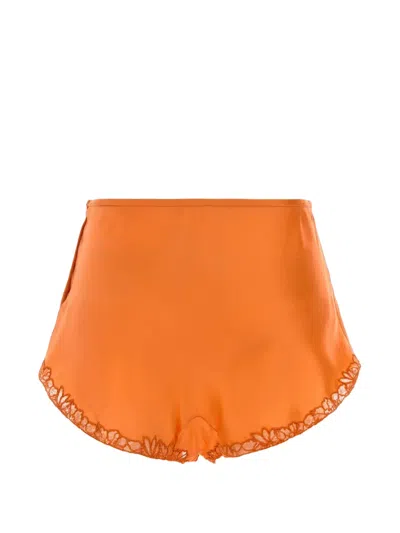 Saint Laurent Lace-trim Satin Shorts In Orange