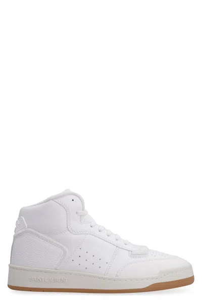 Saint Laurent Lace-up Hi-top Sneakers In White