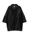 Saint Laurent Lacquered-finish Oversized Coat In Black