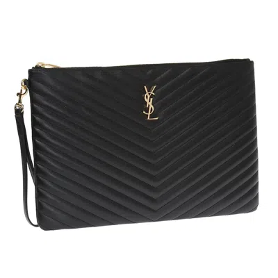 Saint Laurent Ladies Black Monogram Quilted Document Holder