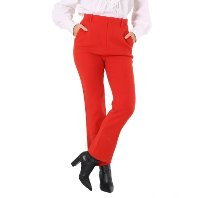 Saint Laurent Ladies Red Tailored Straight-leg Trousers In Multi