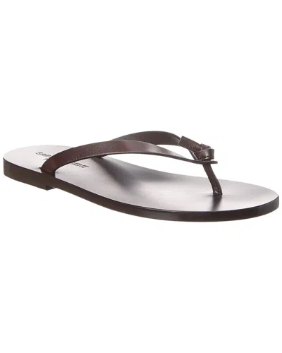 Saint Laurent Laguna Leather Sandal In Brown