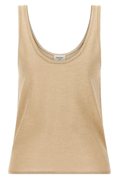 Saint Laurent Lamã© Top In Neutral