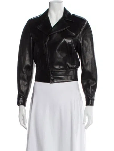 Pre-owned Saint Laurent Lamb Leather Biker Jacket In Black