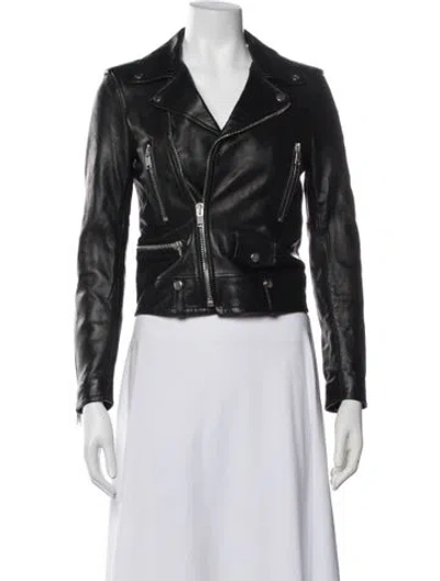 Pre-owned Saint Laurent Lamb Leather Biker Jacket In Black