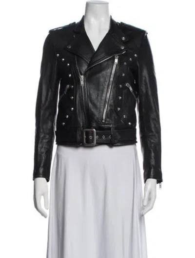 Pre-owned Saint Laurent Lamb Leather Biker Jacket In Black
