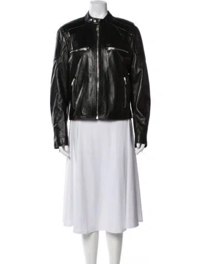 Pre-owned Saint Laurent Lamb Leather Biker Jacket In Black