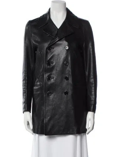 Pre-owned Saint Laurent Lamb Leather Blazer In Black