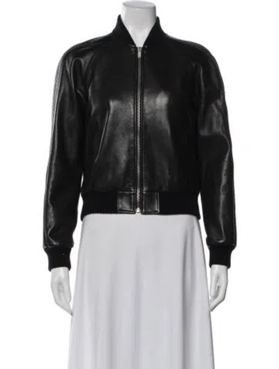 Pre-owned Saint Laurent Lamb Leather Bomber Jacket In Black
