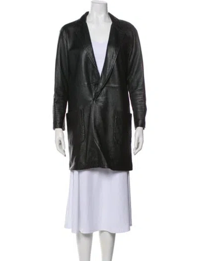 Pre-owned Saint Laurent Lamb Leather Coat In Black