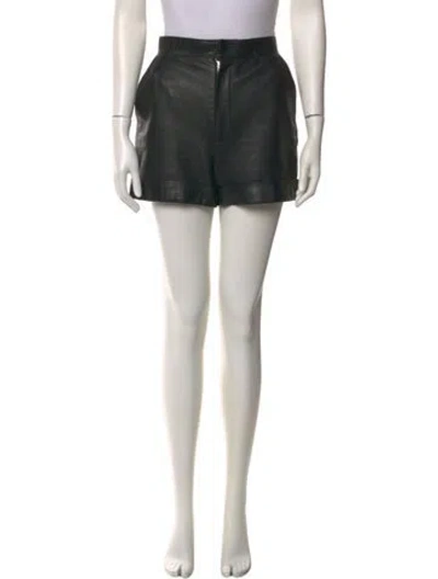 Pre-owned Saint Laurent Lamb Leather Mini Shorts In Black