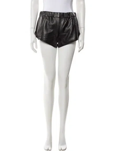 Pre-owned Saint Laurent Lamb Leather Mini Shorts In Black