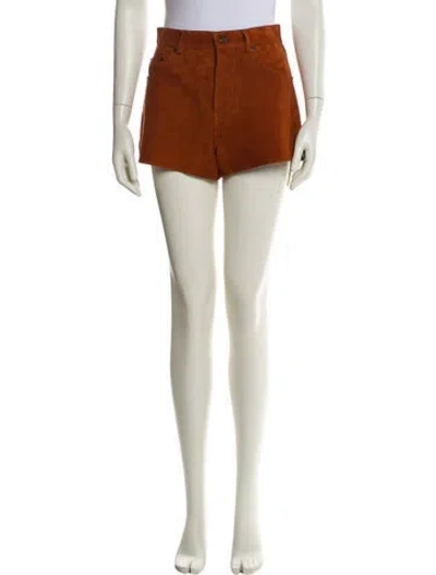 Pre-owned Saint Laurent Lamb Leather Mini Shorts In Brown