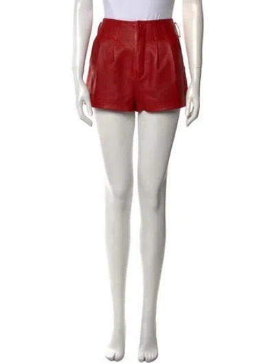 Pre-owned Saint Laurent Lamb Leather Mini Shorts In Red
