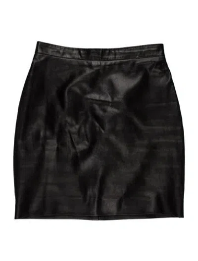 Pre-owned Saint Laurent Lamb Leather Mini Skirt In Black