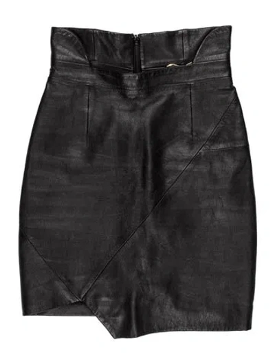 Pre-owned Saint Laurent Lamb Leather Mini Skirt In Black