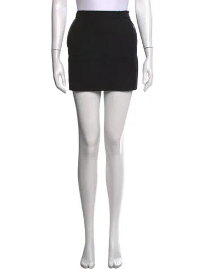 Pre-owned Saint Laurent Lamb Leather Mini Skirt In Black