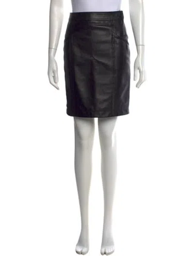 Pre-owned Saint Laurent Lamb Leather Mini Skirt In Black