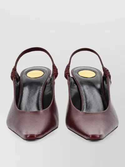 Saint Laurent Lamb Leather Mules In Burgundy