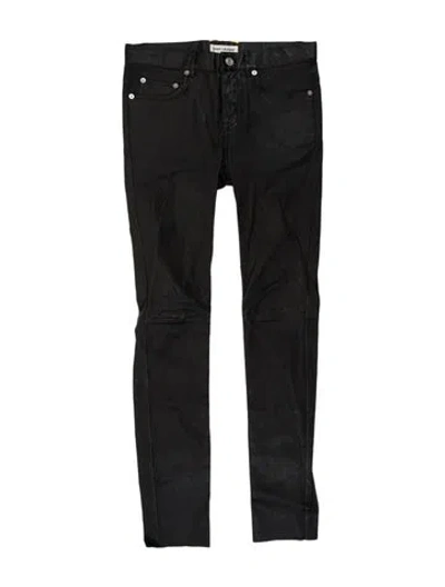 Pre-owned Saint Laurent Lamb Leather Skinny Leg Pants In Black